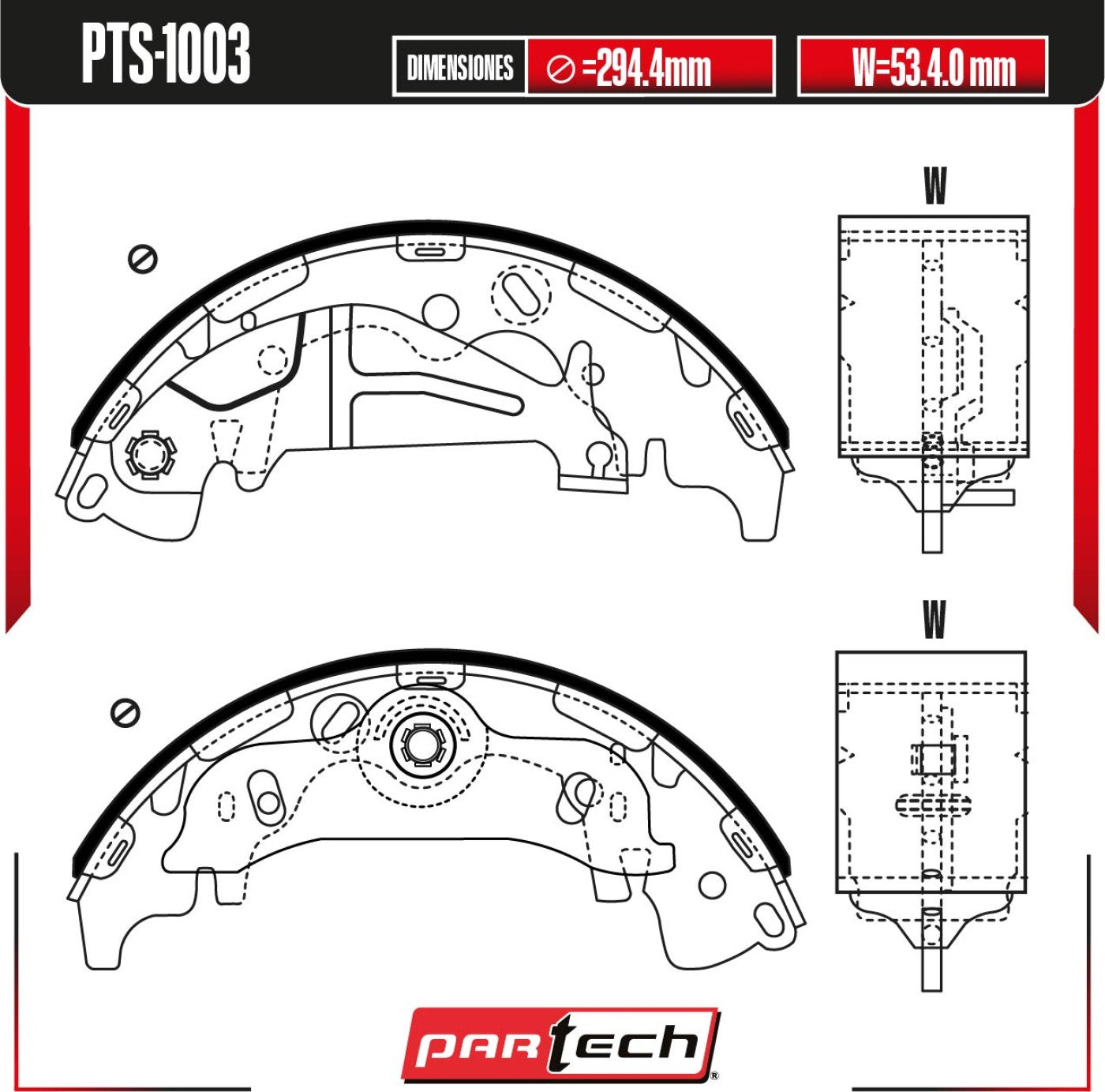 Zapatas para Freno de Tambor PTS-1003