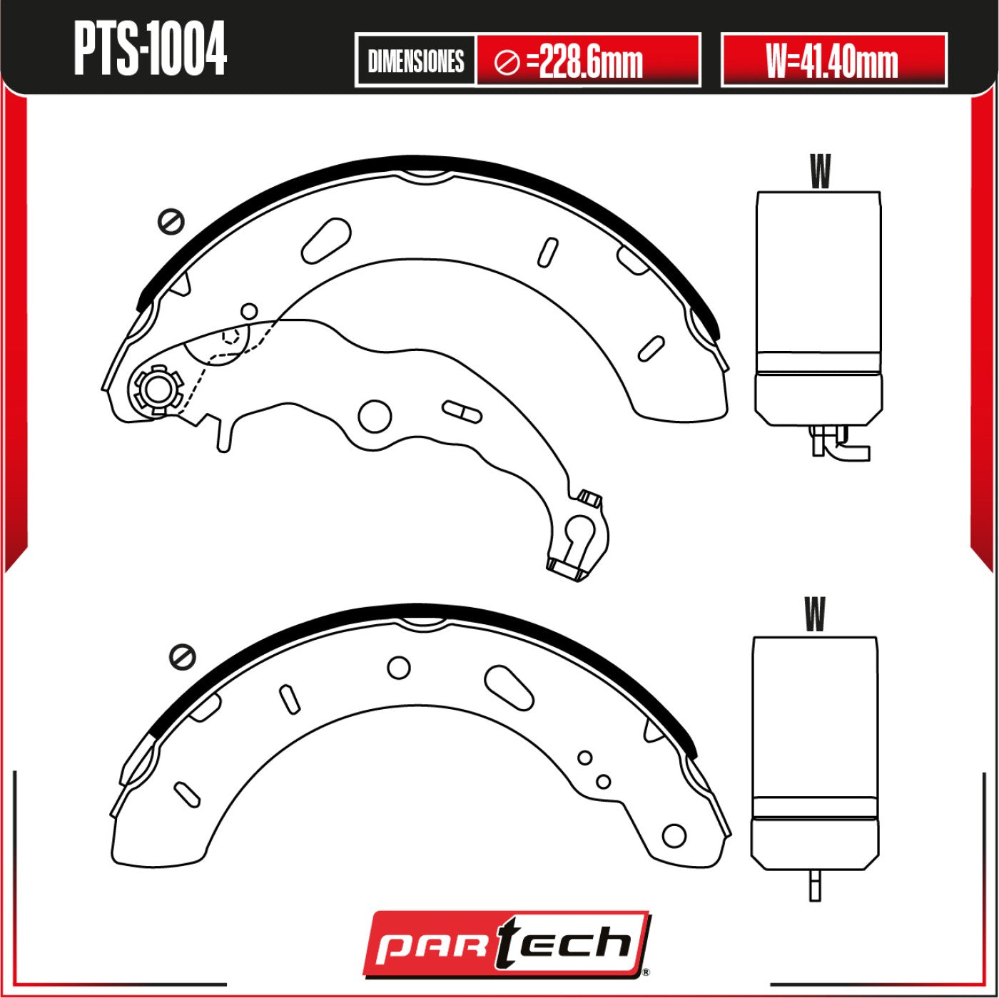 Zapatas para Freno de Tambor PTS-1004