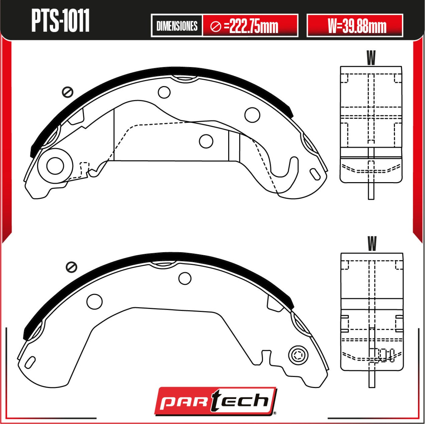Zapatas para Freno de Tambor PTS-1011