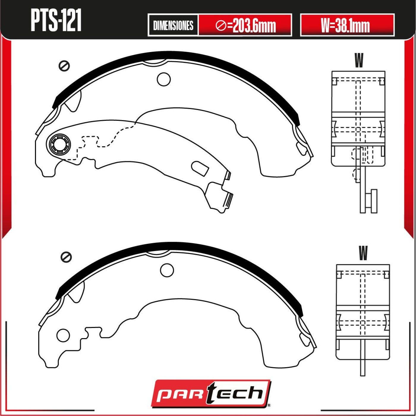 Zapatas para Freno de Tambor PTS-121