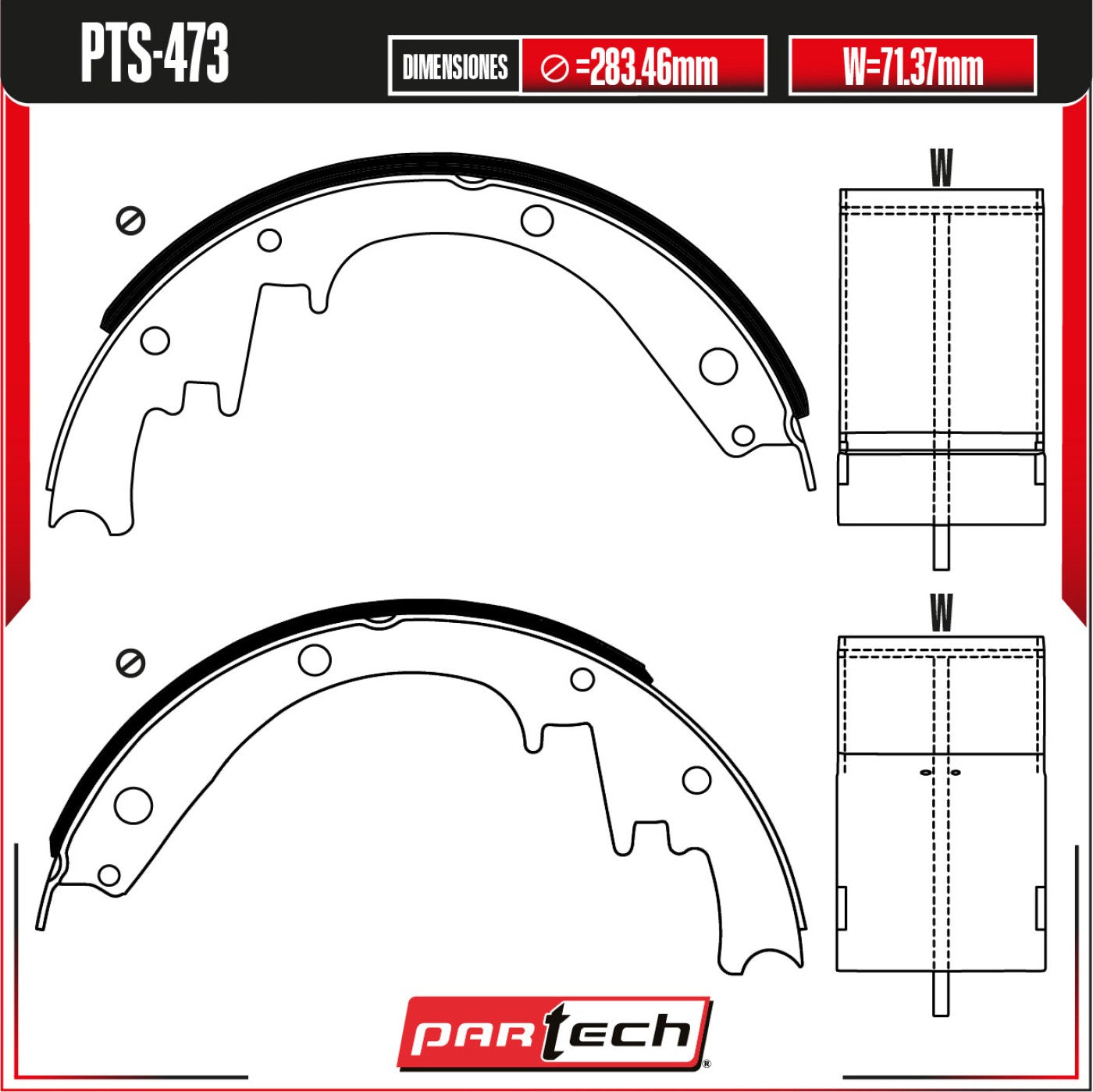 Zapatas para Freno de Tambor PTS-473
