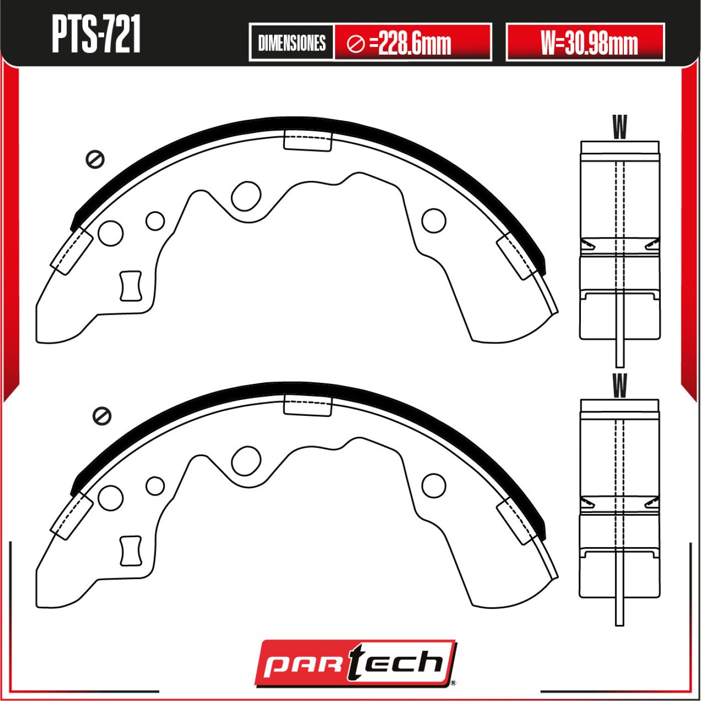 Zapatas para Freno de Tambor PTS-721