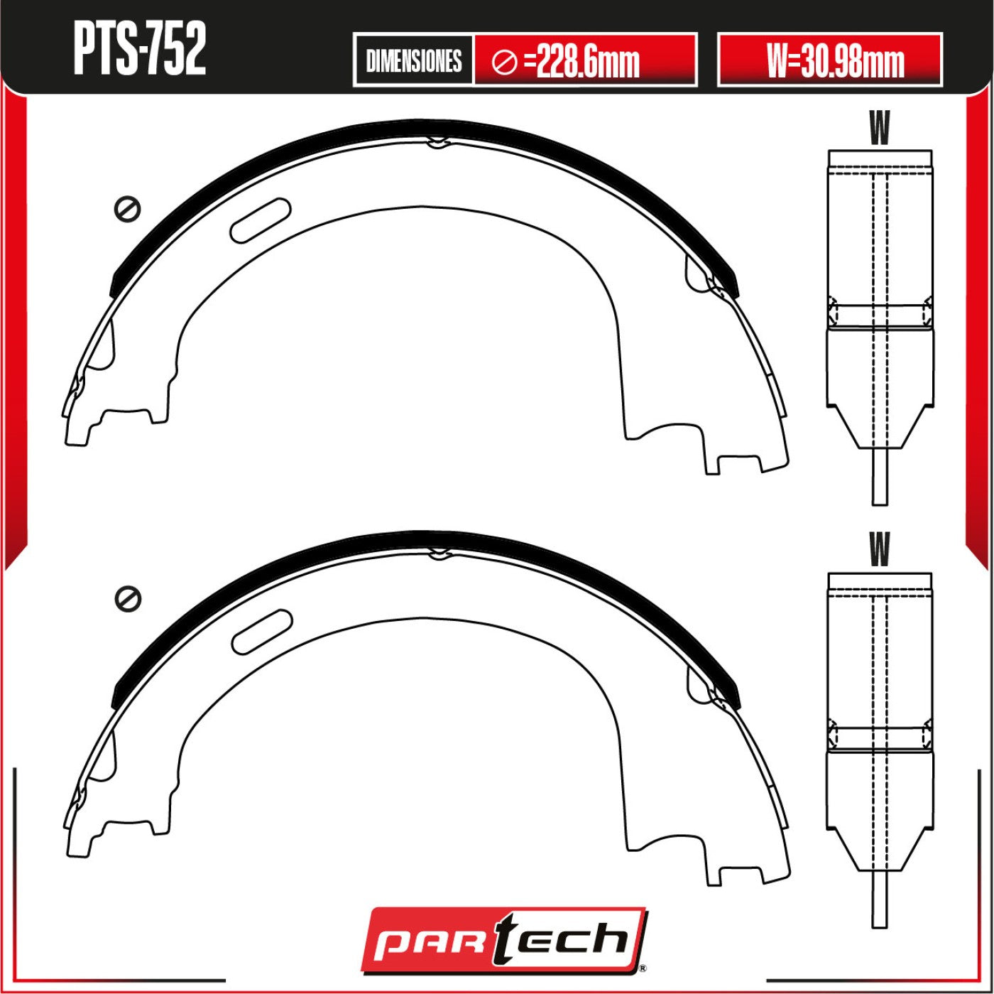 Zapatas para Freno de Tambor PTS-752