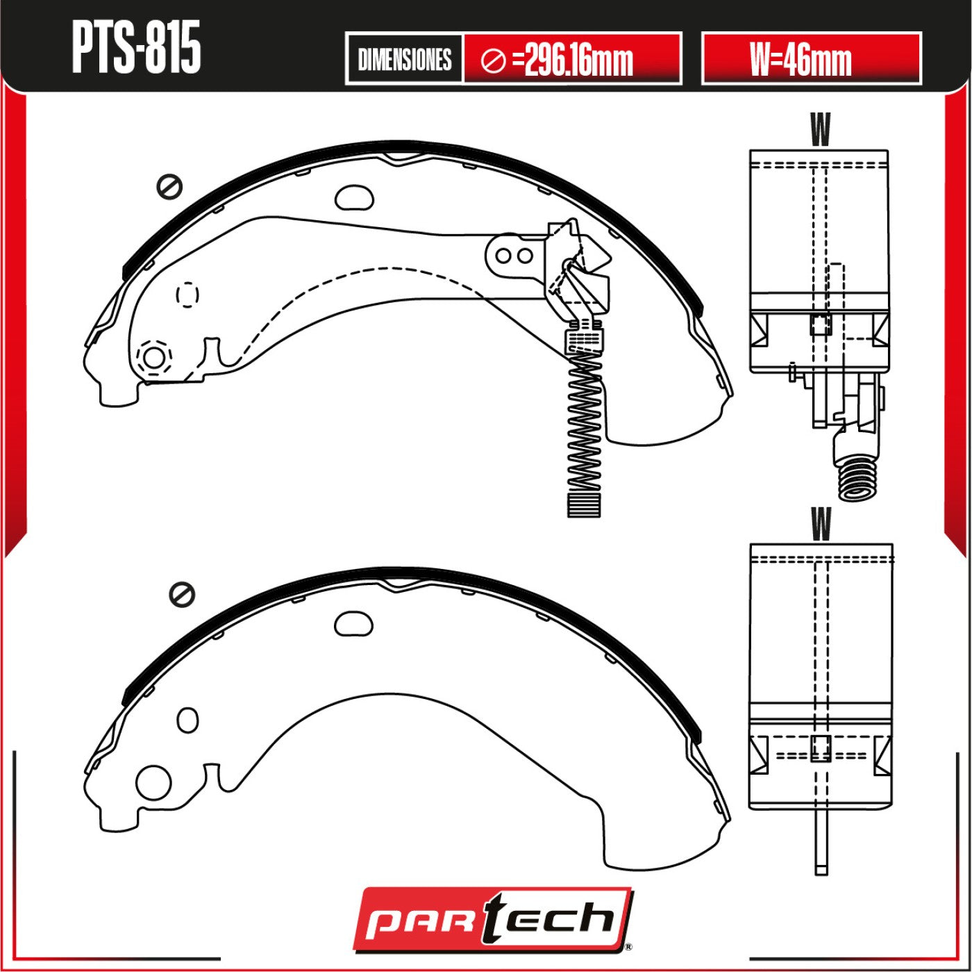 Zapatas para Freno de Tambor PTS-815