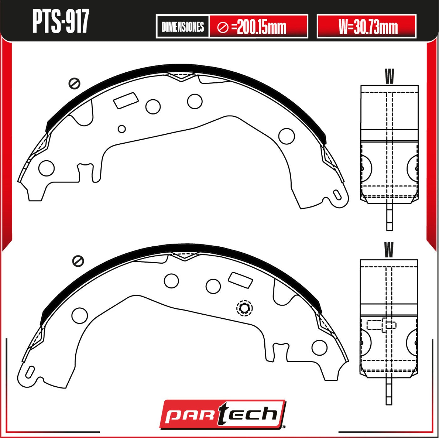 Zapatas para Freno de Tambor PTS-917